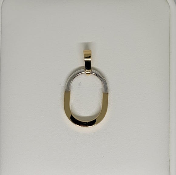 18K Two-Tone Japan Gold Oval Pendant - Picture 4 of 13